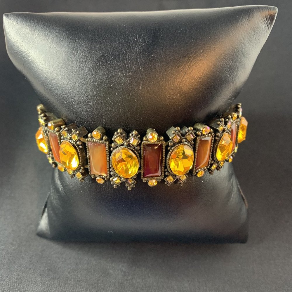 Orange, Brown, Bronze Tone Bracelet